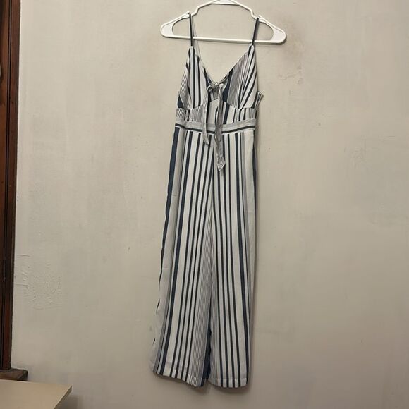 Japna blue white striped spaghetti strap jumpsuit Size S EUC - Picture 2 of 8